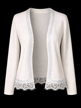 NWT CATO Womens White Open Front  Sweater Size M